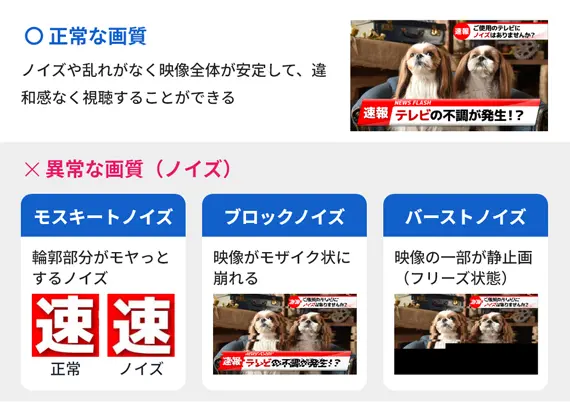 正常な画質と異常な画質